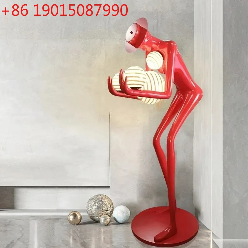 

Cy56 a26 Humanoid statue sculpture floor lamp long arm ball design exhibition hall ornament, Nordic modeling lamp