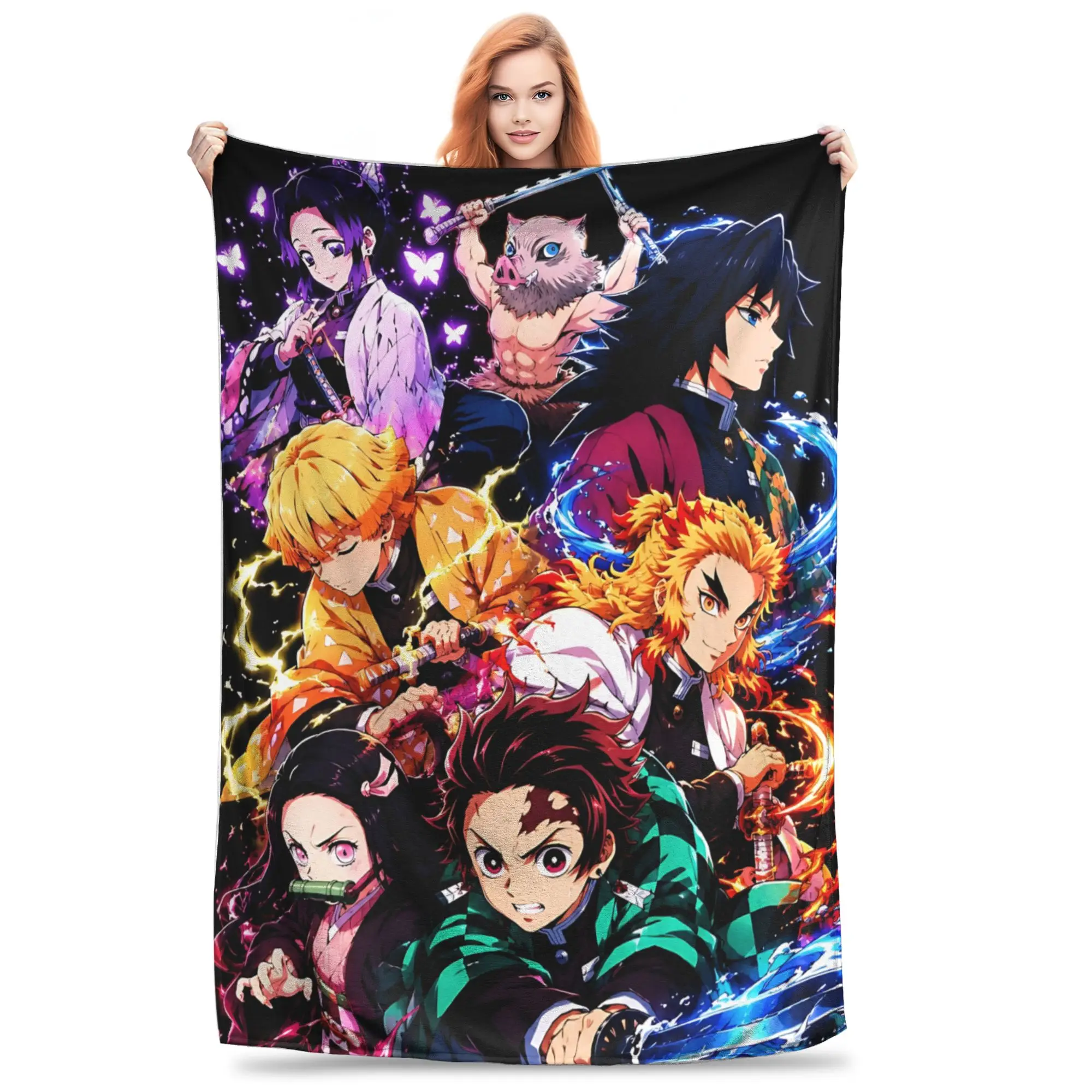 1PC Demon Slayers Blanket Throw Blanket  Novelty Warm Blanket All Season Home Gift