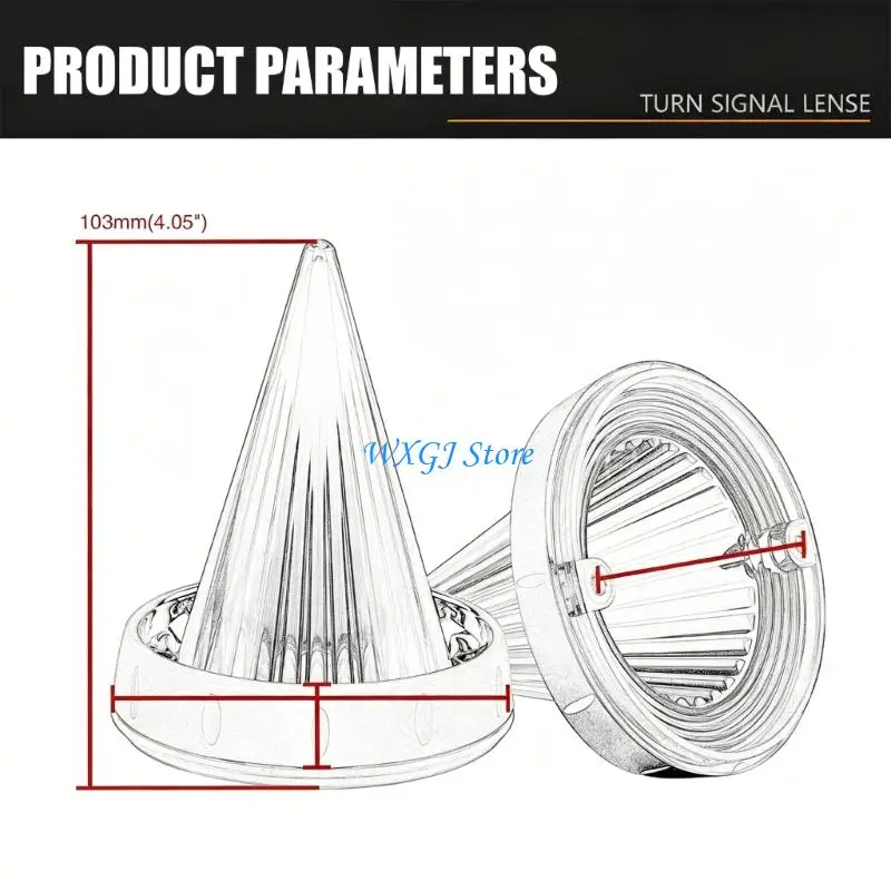 37JE Motorcycle Turn Lens Pair Set, 1986-2021 Fitment, Cone Ribbed Cover Housing for Signal Service Work Use