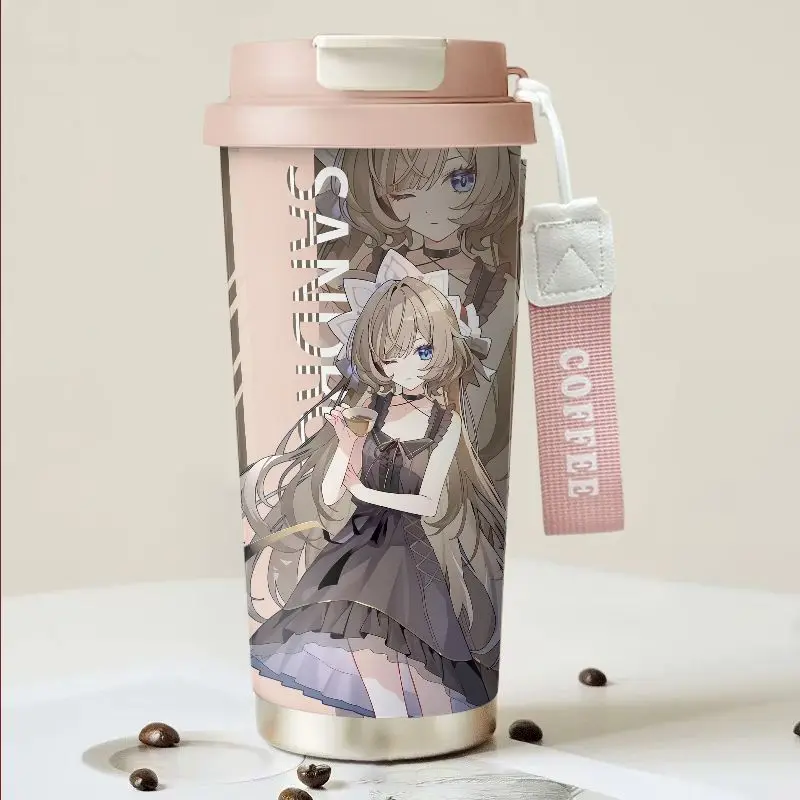 Genshin Impact Sandrone Columbina Anime Thermos Cup Stainless Steel Straw Double Drink Large Capacity Coffee Cup Student