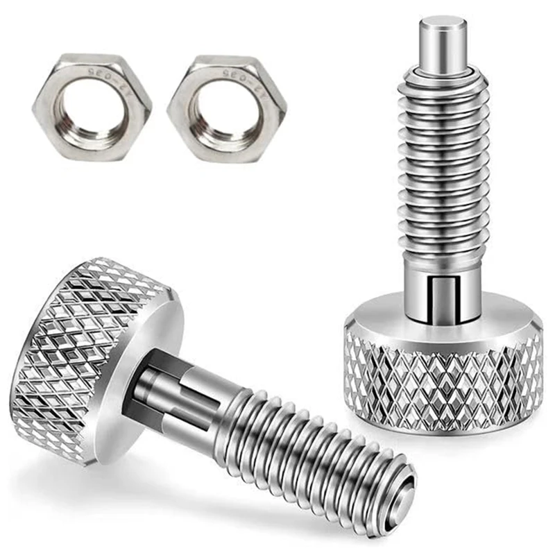 Êmbolo de mola retrátil manual wff, 2 peças, pino de liberação rápida de aço inoxidável m16, pino de bloqueio com porca e alça serrilhada