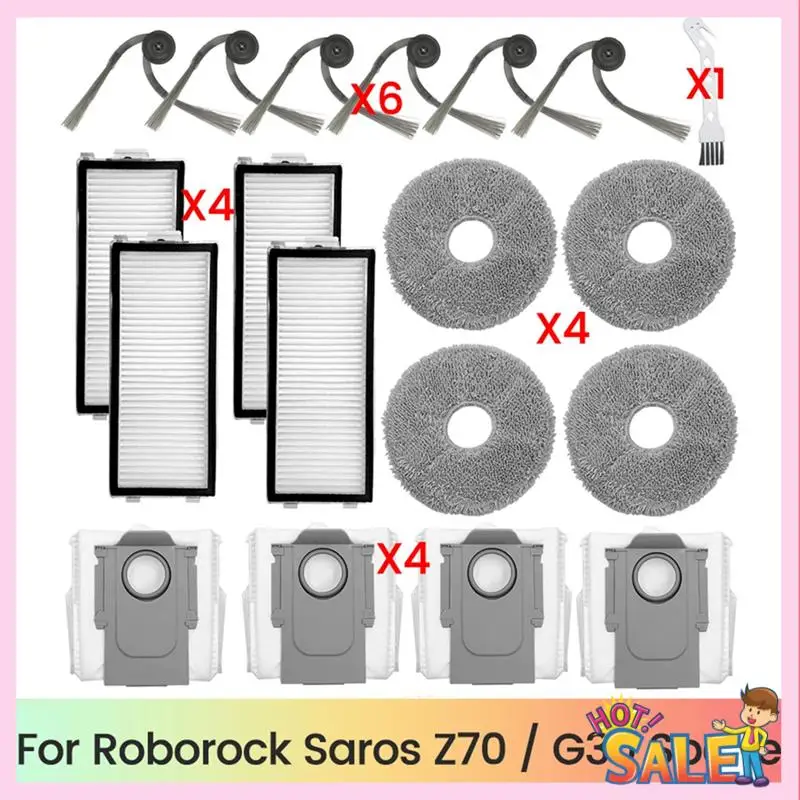 A88X 20 szt. Akcesoria do Roborock Saros Z70 / G30 Space Sweeper: szczotka boczna, filtr, nakładka mopująca, worek na kurz, części do odkurzacza