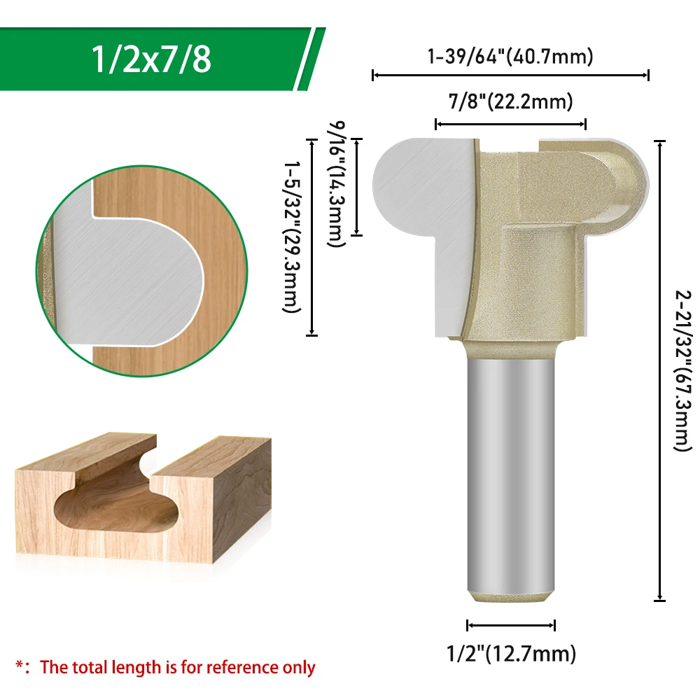 LAVIE Finger Pull Fräser mit 1/2"-Schaft zur Herstellung von doppelbogenförmigen, eingelassenen Fingergriffnuten an Schranktüren und Schubladenfronten – Detail 9