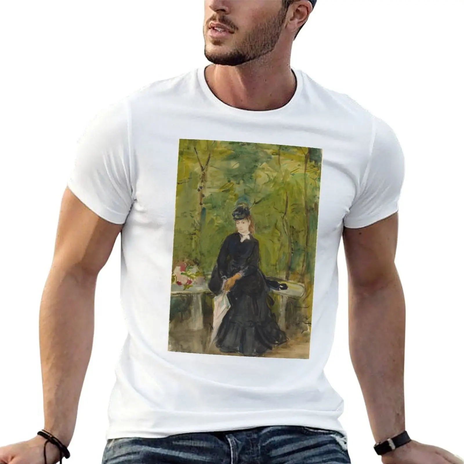 Berthe Morisot. The Artist's Sister Edma Seated in a Park, 1864 T-Shirt cotton tshirt 100% t shirts for man cotton T-Shirt
