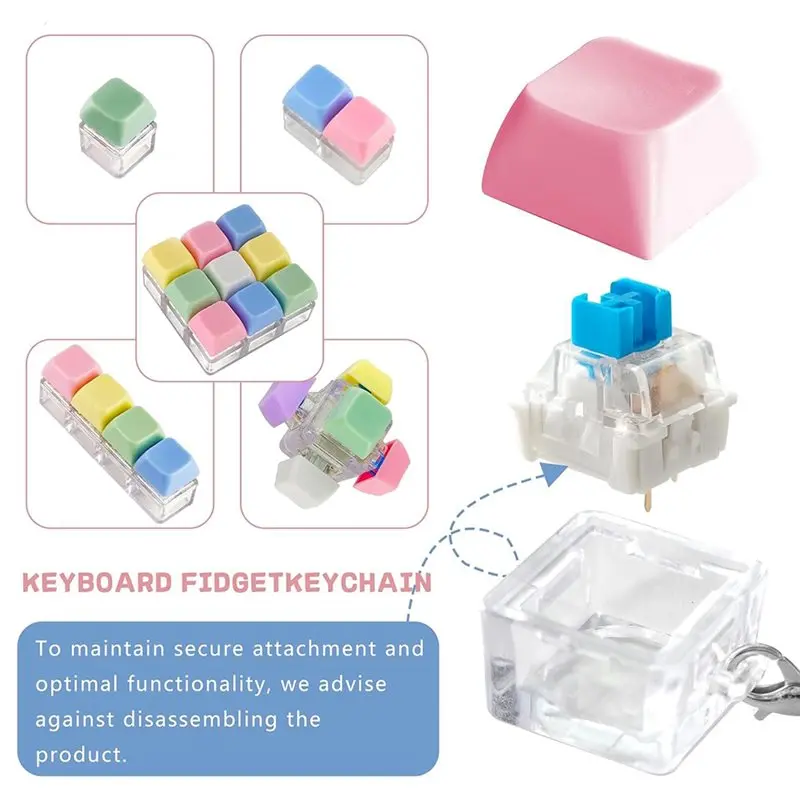 CYGJ-Stress Relief Fidget -Keyboard Clicking For Adults, Silent Sensory Anxiety Relief Keychain Portable
