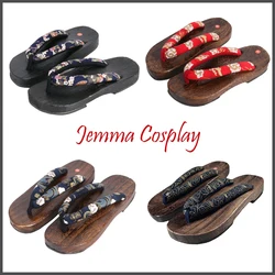 17Colors Wooden Japanese Traditional Geta Paulownia Ninja Cosplay Flat Bottom Clog Man Woman Man Shoes Flip Flop Summer Sandals