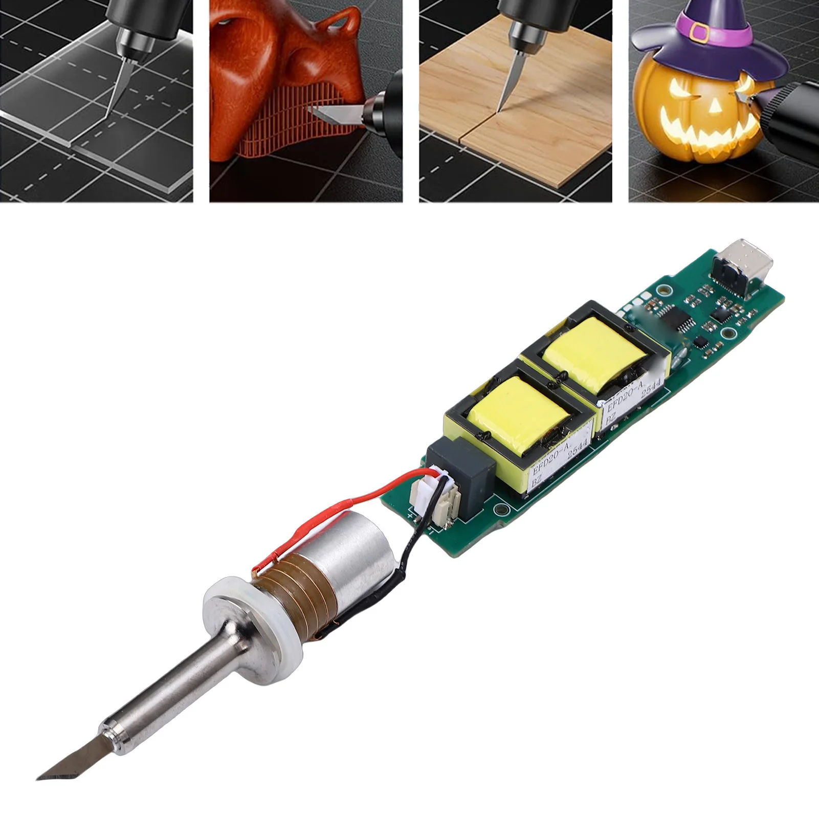 Ultrasonic Cutter Transducer Kit with Driver Module 40KHz Accurate Cutting Machine Replacement for 3D Prints Plastic Wood Resin