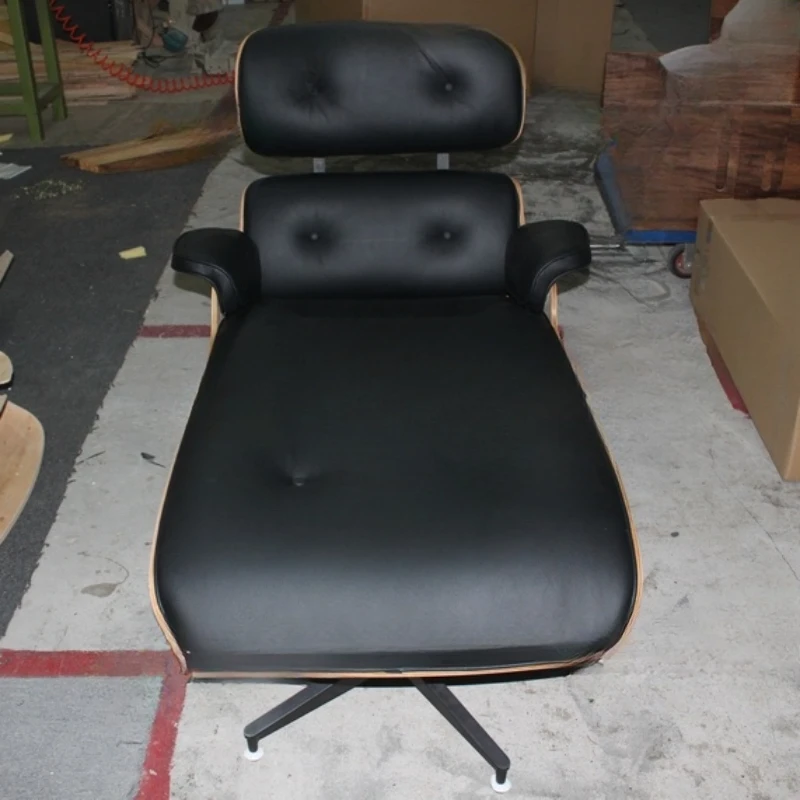 Lounge Chair - Black Imported Leather Lounge Chair Comfort Chair Mushroom Chair