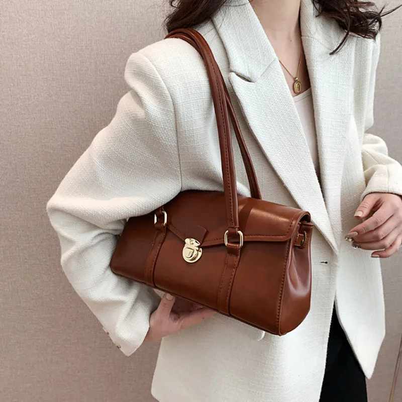 

Retro Shoulder Bags Women Wedding Handbag Underarm Tote Bag Vintage Ladies Commuter Bag PU Leather Handbag Purse England Style
