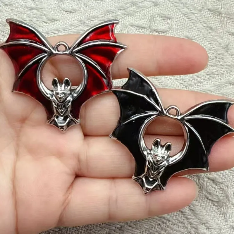10pcs Gothic Dark Style Bat Metal Enamel Charms Pendant for DIY Earrings Necklace Bracelet Jewelry Making Keychain Accessory
