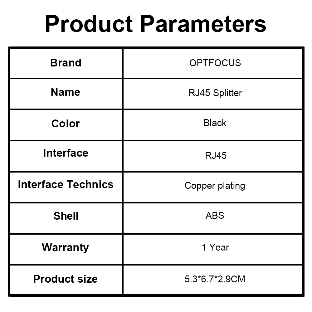 OPTFOCUS 1000Mbps 2 منفذ شبكة الفاصل CAT 5 6 Lan موصل 1 إلى 2 RJ45 كابل محدد موسع 2 في 1 خارج محول إيثرنت