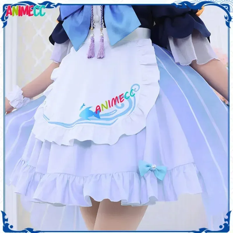 Sisi 2233ANIMECC Kokomi 코스프레 메이드 애니메이션 게임 GenshinImpact 할로윈 파티 의상 여성용 드레스 + 무료 P