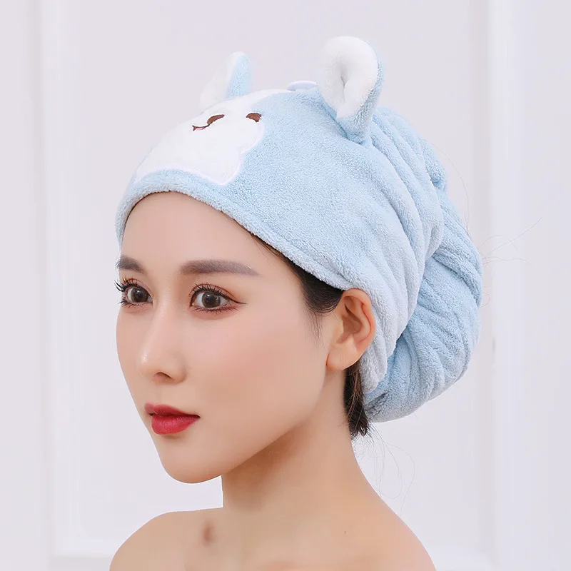 Microfiber dry Hair Towel Cute Women And Child After shower Hair Drying Hat Absorption Turban Towels Bathing Tools