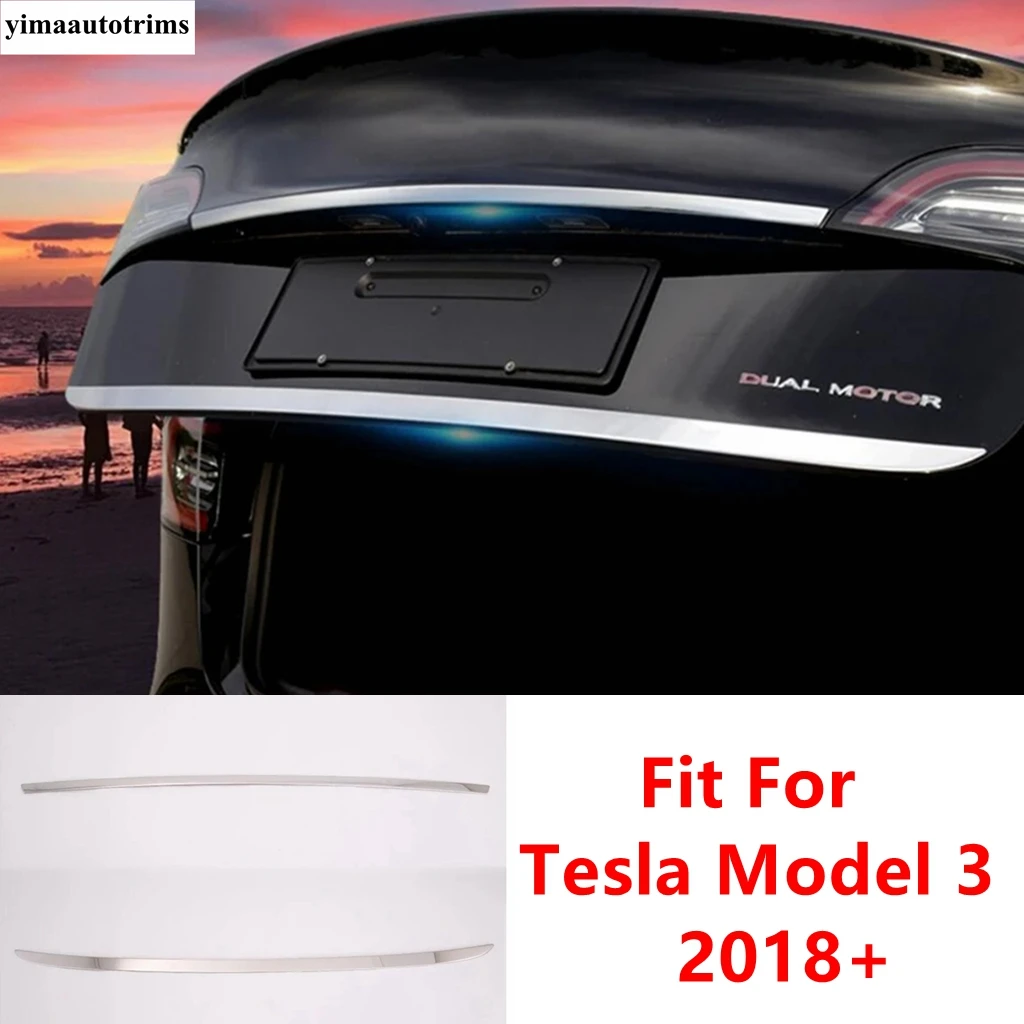 

Rear Trunk Tail Gate Door Strip Overlay Decoration Cover Trim Stainless Steel Accessories Exterior For Tesla Model 3 2018 - 2021