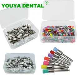 100 pz/scatola spazzola per lucidatura dentale colore bianco Nylon Latch lucidatrice spazzole spazzola per profilassi tipo piatto strumento dentista materiale da laboratorio