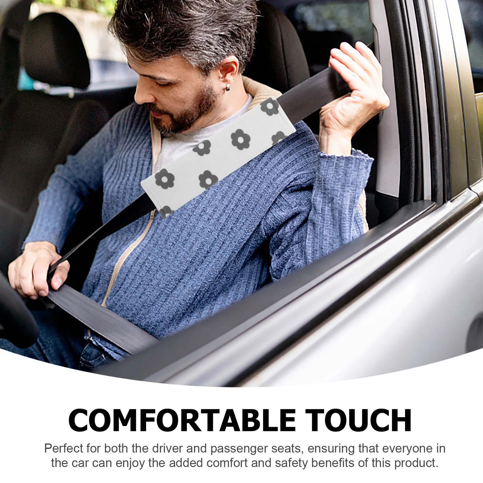 

2Pcs Neck Cushion Covers Soft Shoulder Pads Floral Design Auto Cover for Comfortable Driving Accessories