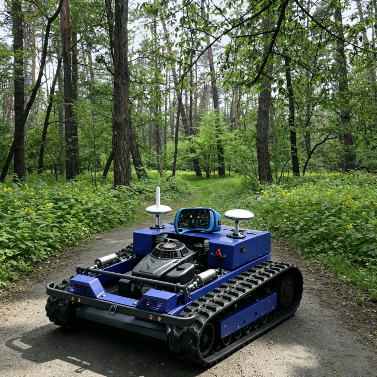 

Customized Remote Control Lawn Mower Tracked Chassis GPS Smart Cruise Adjustable Height For Rainy Outdoor Space