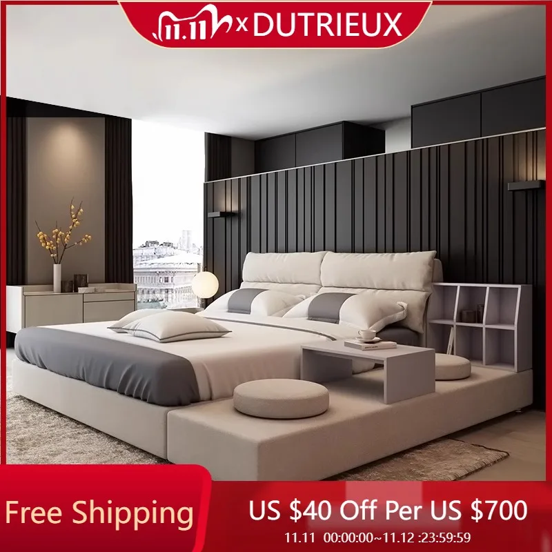 

Aesthetics Minimalist Bed Nordic Design Fashionable High End Modern Bed Confortable Light Luxury Quality Cama De Casal Furniture