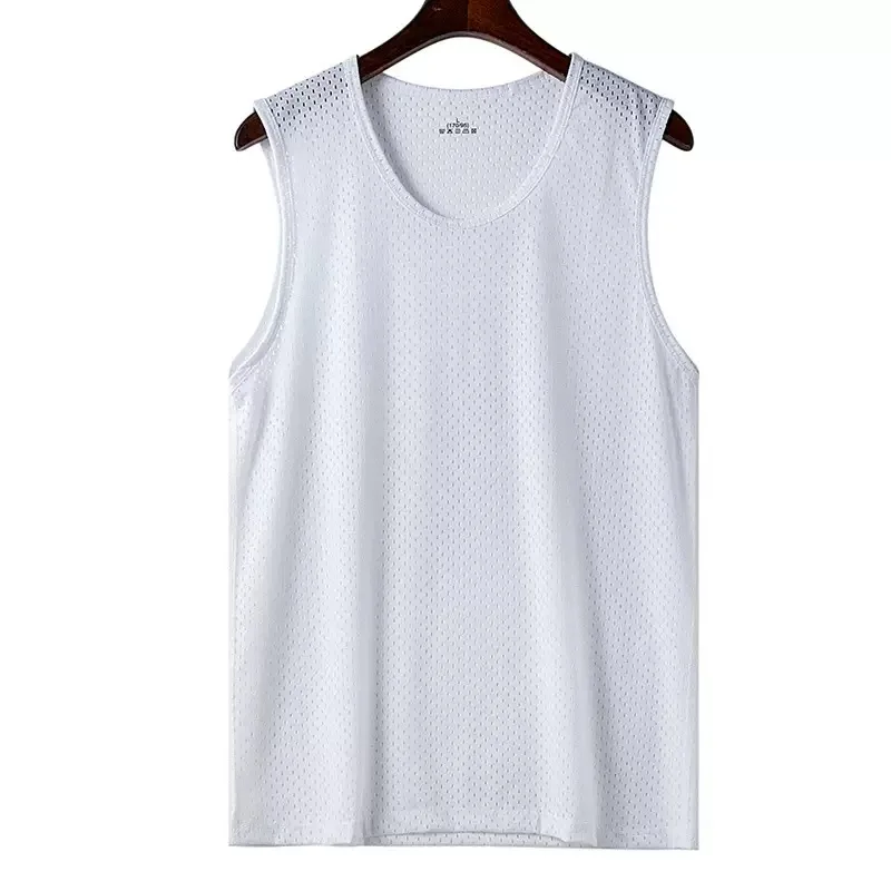 Men's Ice Silk Mesh Vest Lightweight Sports Summer Wear Sleeveless T-shirt Tank Top Casual Fashion Outerwear image 5