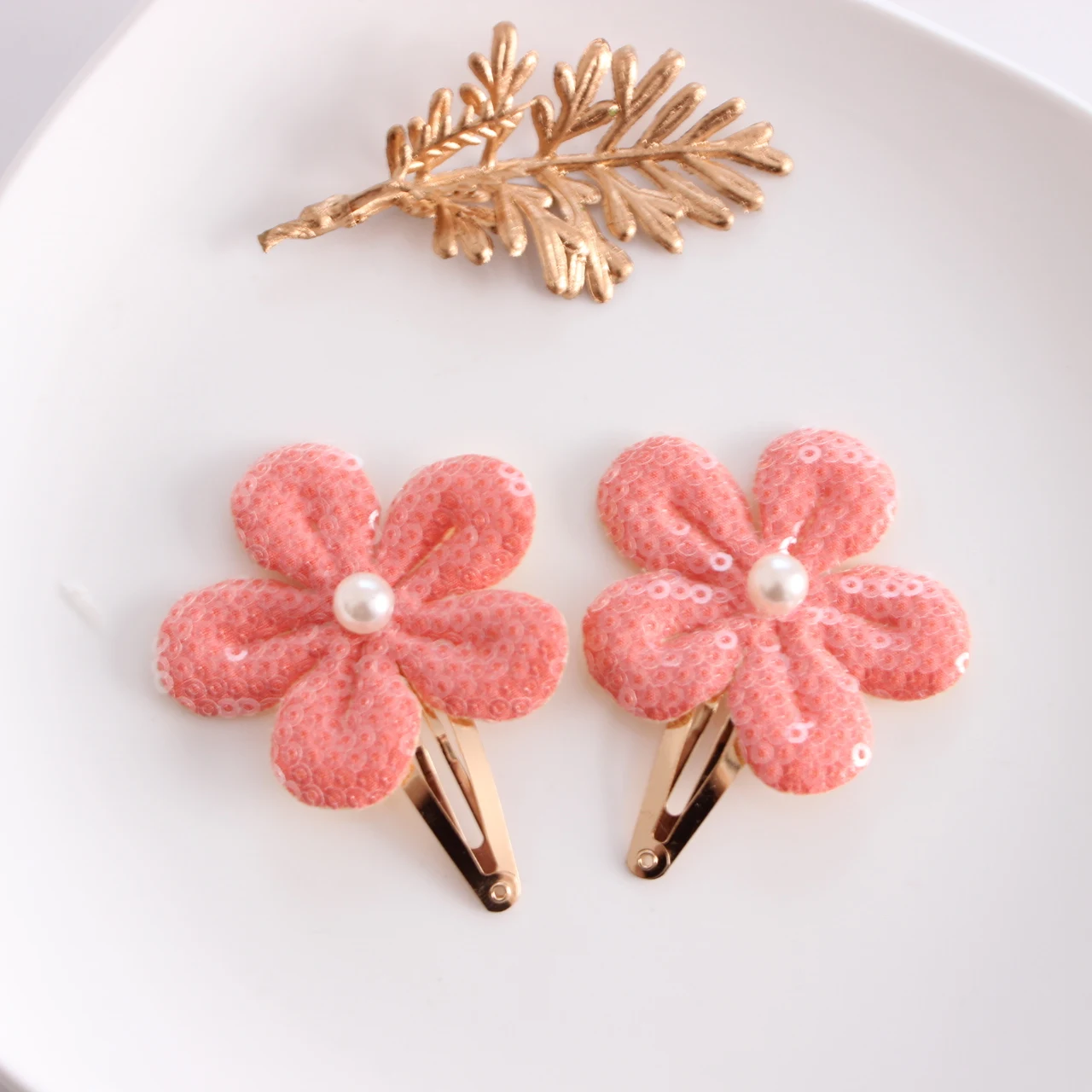 Cute Baby Clips Kids Girls Sequins Flower Pin BB Hair Headwear 2 PCS