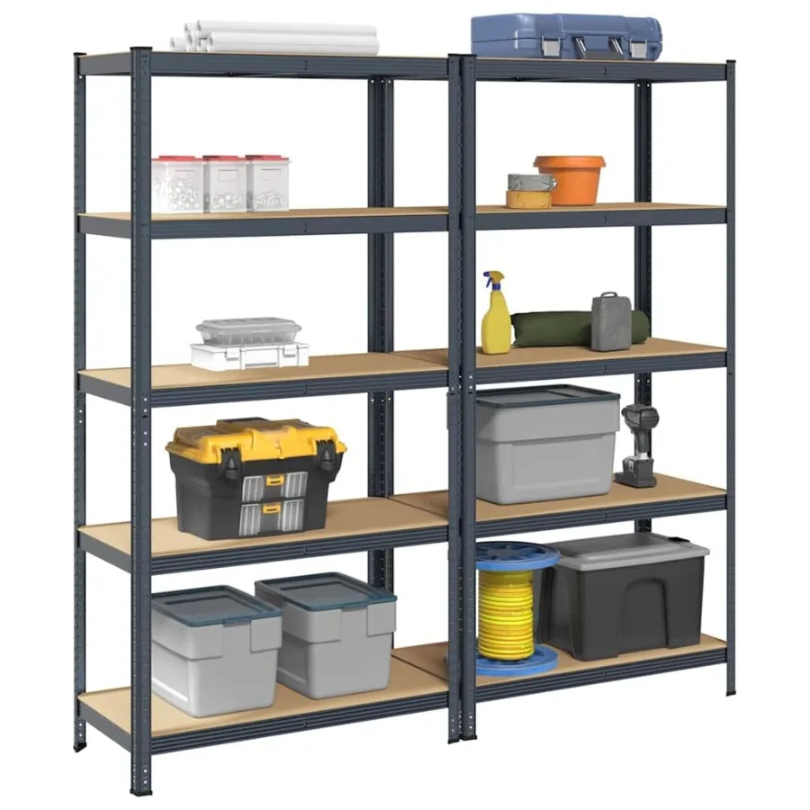 

5Layer Storage Shelves 2 pcs Anthracite SteelEngineered Wood