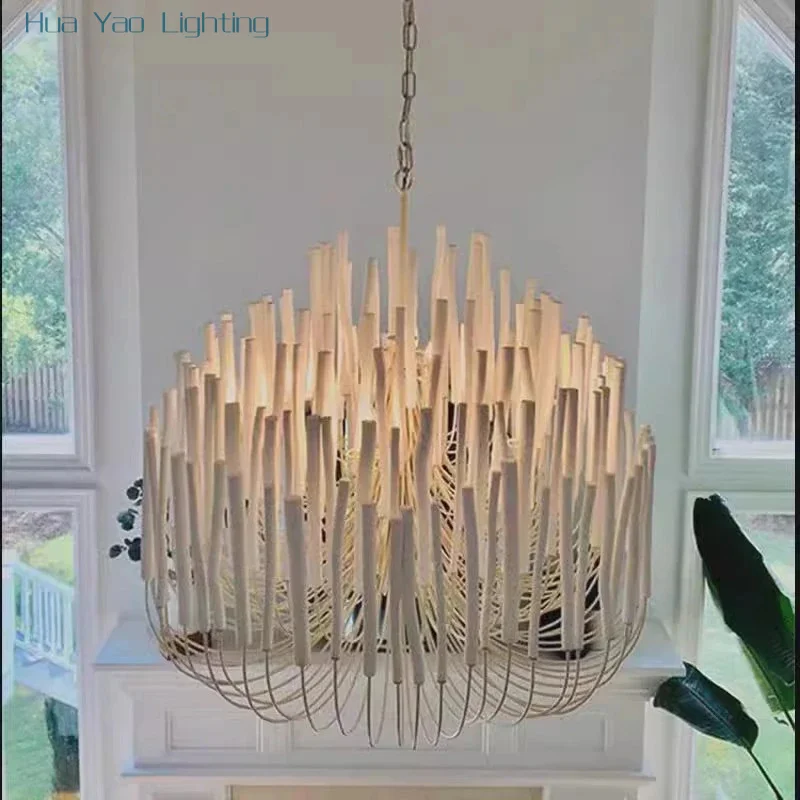 2026 Designer Wooden Candlestick Chandelier, French Tilda Hanging Chandeliers For Dining Living Room Bedroom Stairsway Lighting