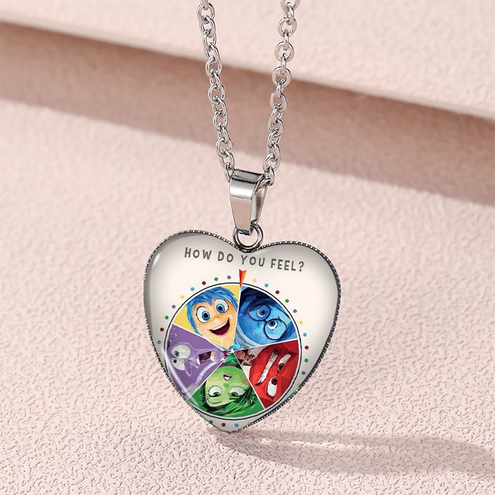 Disney Inside Out 2 Necklace Cartoon Character Anger Disgust Fear Anxiety Envy Joy Ennui Sadness Cute Accessories Gifts