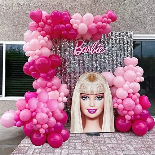 112PCS Pink Barbie Princess Balloon Arch Kit Pink Latex Ball Girl Princess Birthday Party Decor Baby Shower Gender reveal globos