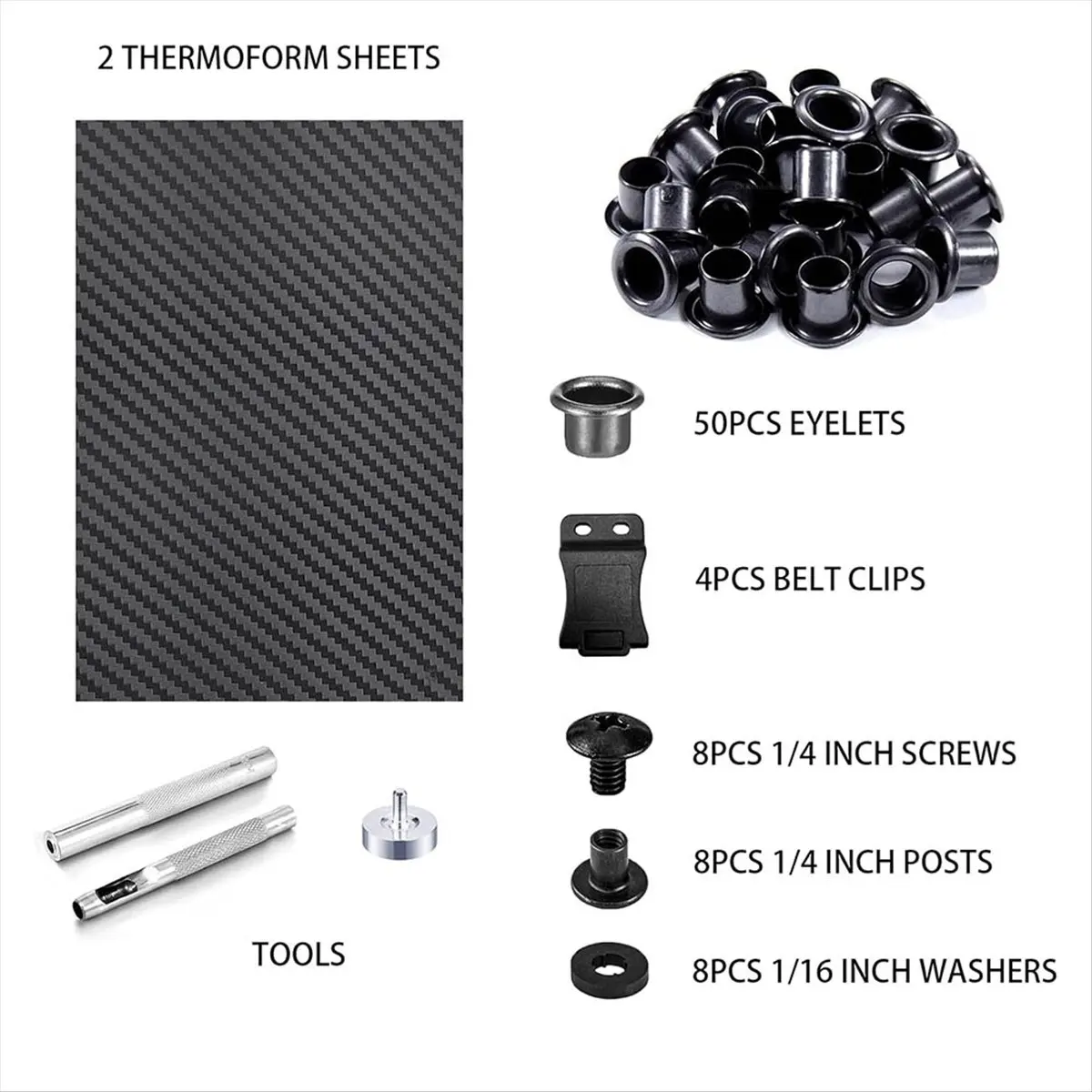 【BAAQ】 DIY Making Kit - Leather Crafting Tools with Clips,Eyelet Hand Setter, Screws,Fasteners and Washers - Ideal for Crafting
