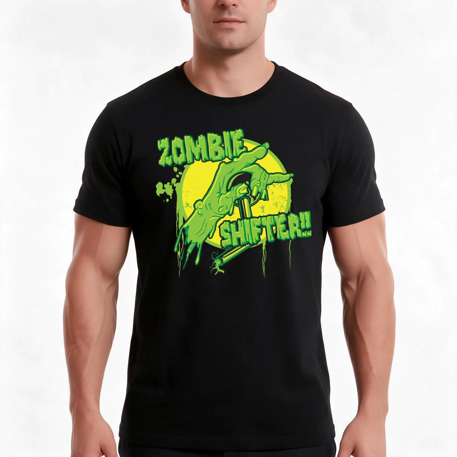 Zombie Shifter T-Shirt, Summer Casual Cotton Tee, Oversized Streetwear Tops, Vintage Graphic Print, Loose Fit Short Sleeve