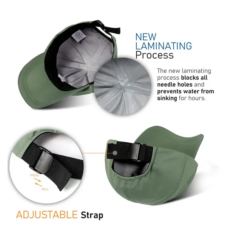 قبعة بيسبول للحماية من الشمس للجري للجنسين مقاومة للماء وقابلة للتعديل لركوب الدراجات والتنس والمشي لمسافات طويلة قبعات العظام الرياضية