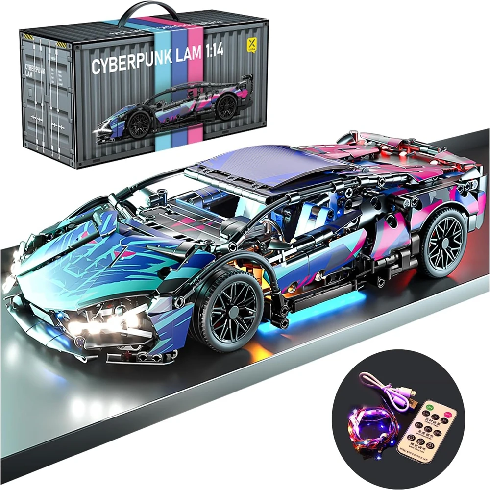 1280 pièces de blocs de construction de roadster de course technique à l'échelle 1:14, modèle de voiture de sport mécanique à assembler soi-même, ornement de véhicule réaliste à collectionner, décoration créative pour bureau et maison, cadeau idéal pour les adolescents, les adultes et les passionnés de modèles.