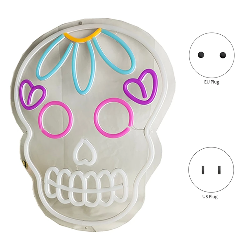 

1 PCS Custom Wedding Neon Skull Style Sign Party Wall Decor Acrylic Flex Neon Led Light Sign Home Room Decoration EU Plug