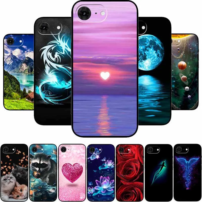 Capa para iphone 16e 2025 capa de telefone 16 e coque à prova de choque preto silicone tpu capa traseira macia para iphone 16e caso 6.1 "funda para