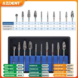 10PCS/Box Dental HP Tungsten Carbide Cutter Kit AZDENT Carbide Burs Drills 2.35mm Autoclavable for Grind Polishing Finishing