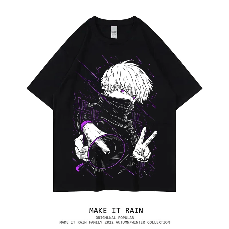 

Spell Back To Fight Five Wudao Pure Cotton T-shirt Summer Japanese Animation Two-dimensional Men's and Women's Streetwear