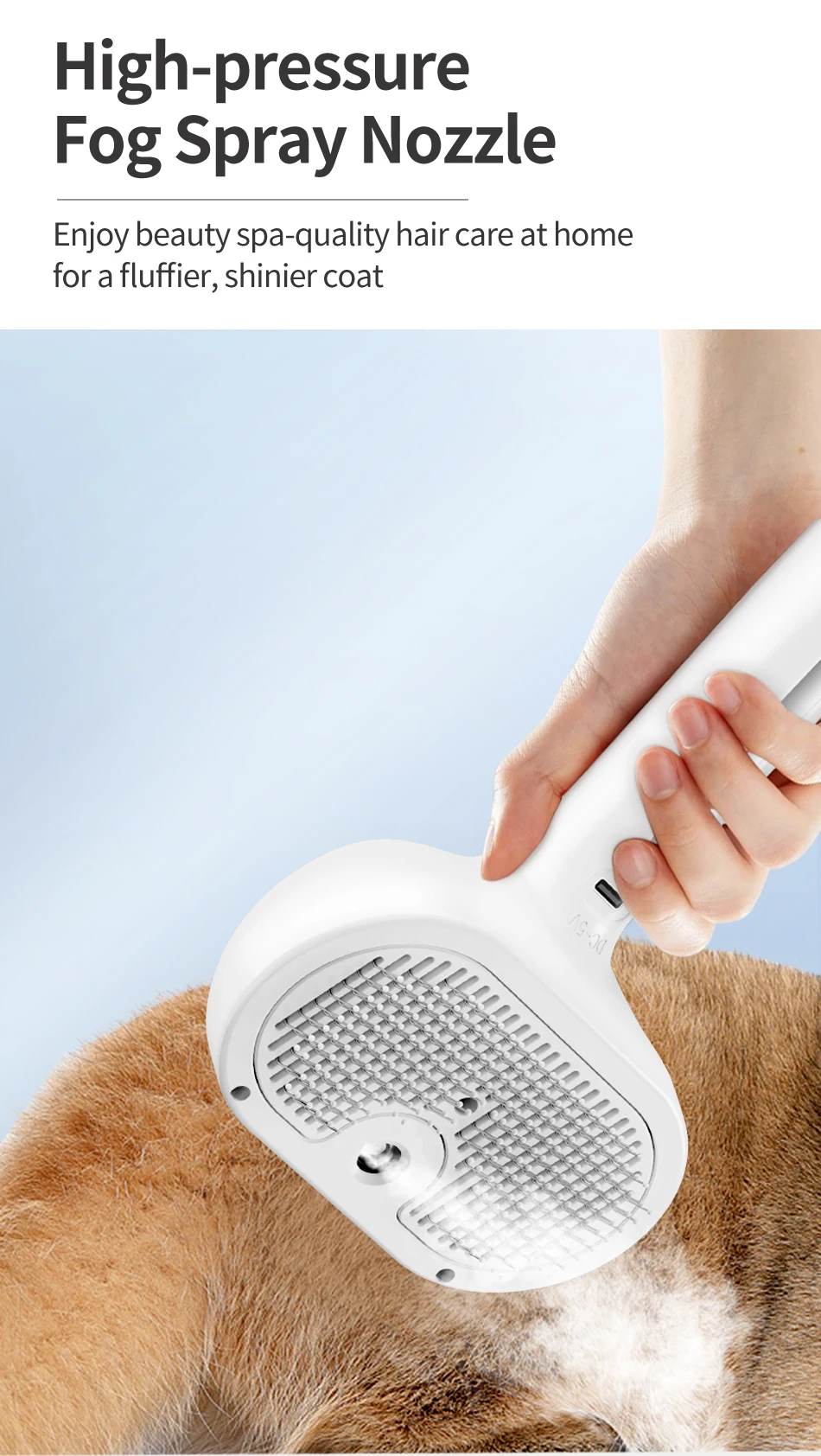 ROJECO Haustier Spray Haar Kamm Professionelle Elektrische Haarglätter Kamm Bürste Für Katze Haustier Massage Kamm Dampf Pinsel Für Haarpflege – Detail 4