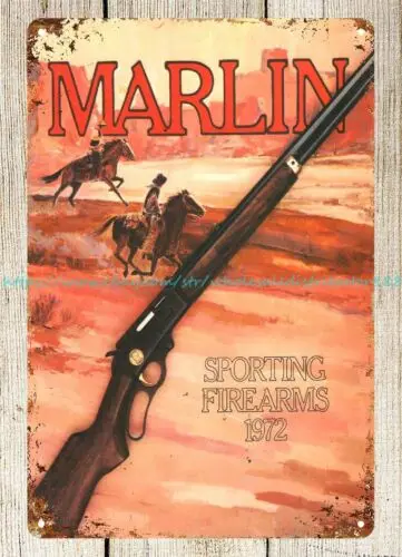 Marlin Sporting Fireworks, cartel de lata de metal, arte de la cubierta del catálogo, garaje, cocina, 1972