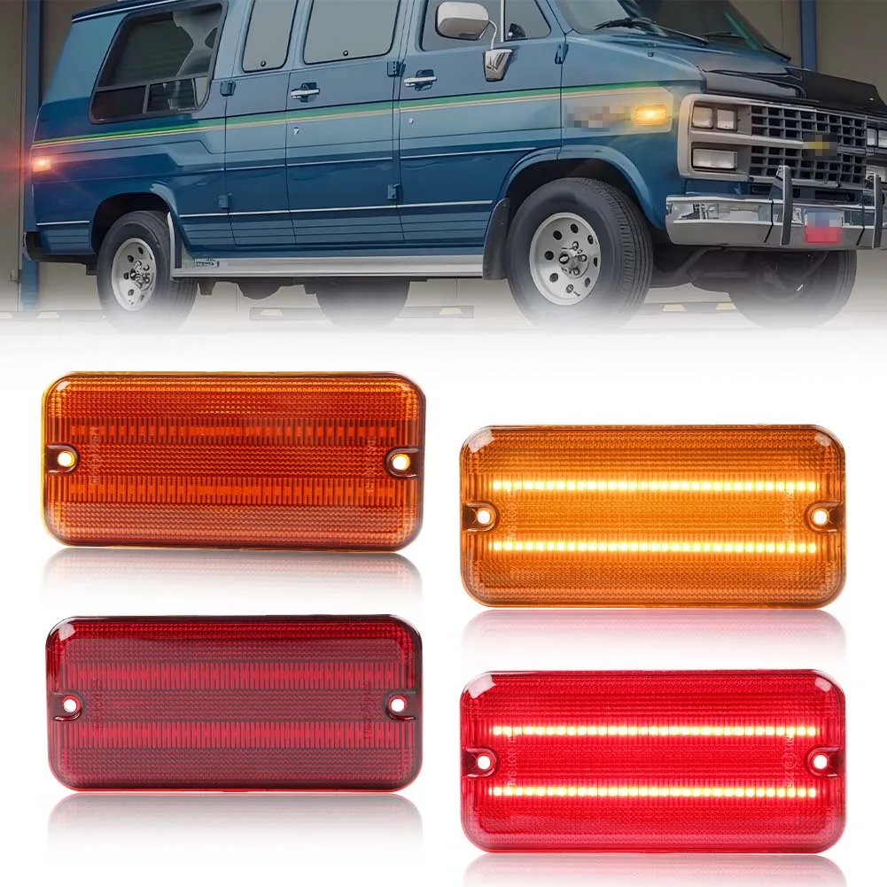 

2Pcs Front/Rear Fender Light Side Marker with LED For 1985-1995 Chevrolet G10 G20 G30 P20 P30 GMC G1500 G2500 G3500 P2500 P3500