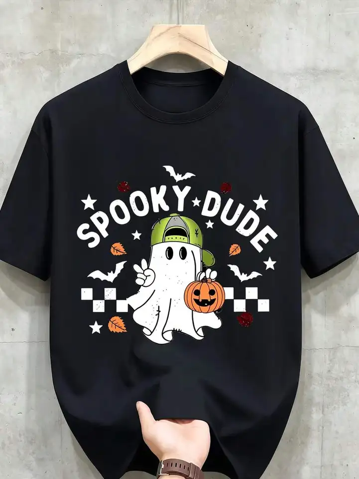 Halloween Ghost Pumpkin Graphic Cotton T Shirt