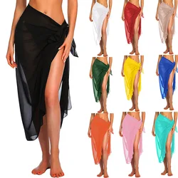 Sarong long et court pour femmes, coverups de maillot de bain, bikini de plage d'été, jupe courte ronde, écharpe pour maillots de bain