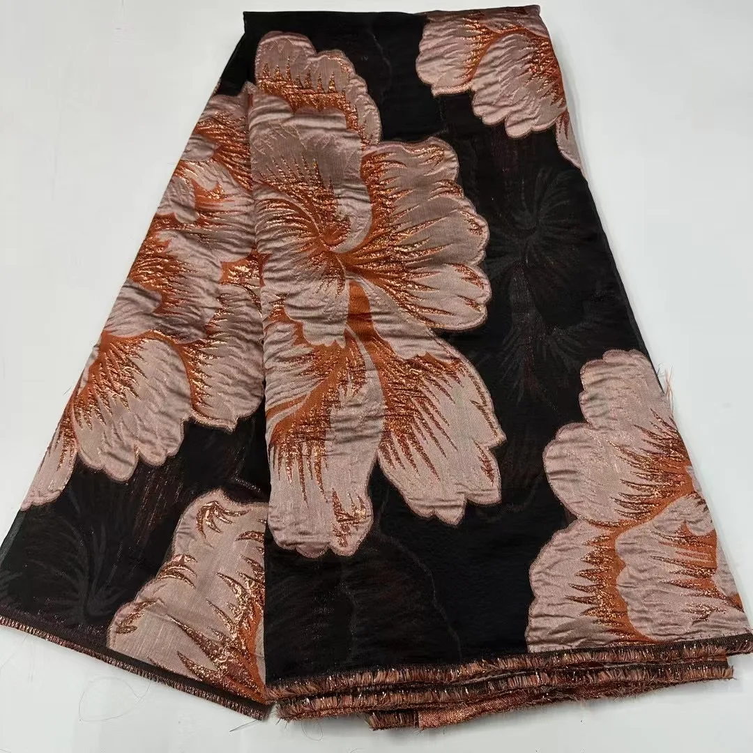 Pink Latest Design Nigerian Brocade Jacquard Lace Fabric French Lace Fabric 2025 High Quality African Lace Fabric For Party Sew