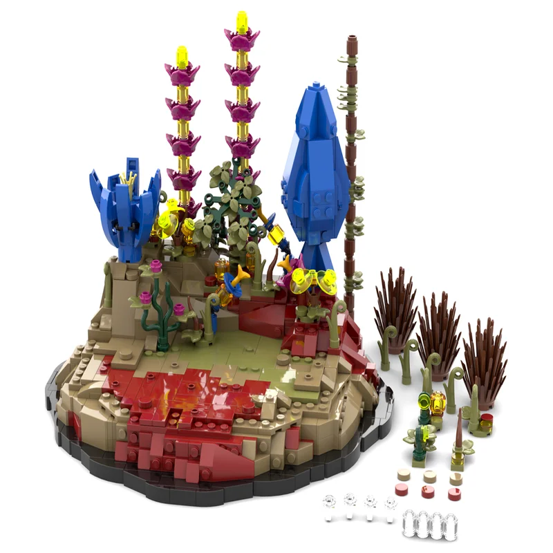 875PCS MOC Fantasy Alien Planet Terrain Landscape Diorama Model Building Blocks DIY Assembly Gifts for Adults Collection Desktop