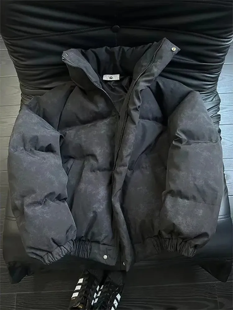 

Cleanfit Men's Bla Dyed Cotton Jaet Winter Thiened ort Sle Stand Collar down Cotton Coat Warm Youth Casual Faion