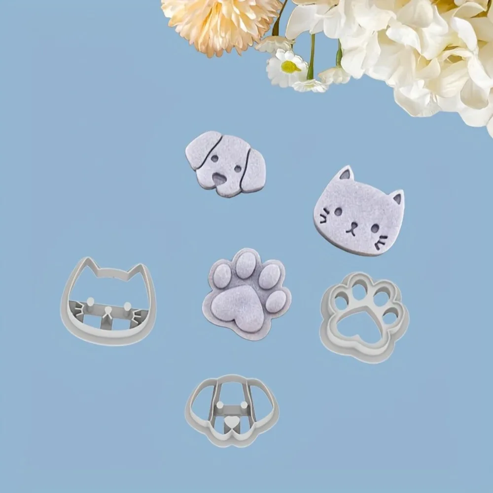 Conjunto de 3 Peças: Ferramentas de Corte de Argila para Amantes de Pets, Moldes de Gato/Cachorro/Pata para Joias Artesanais e Ferramentas de Corte para Decoração
