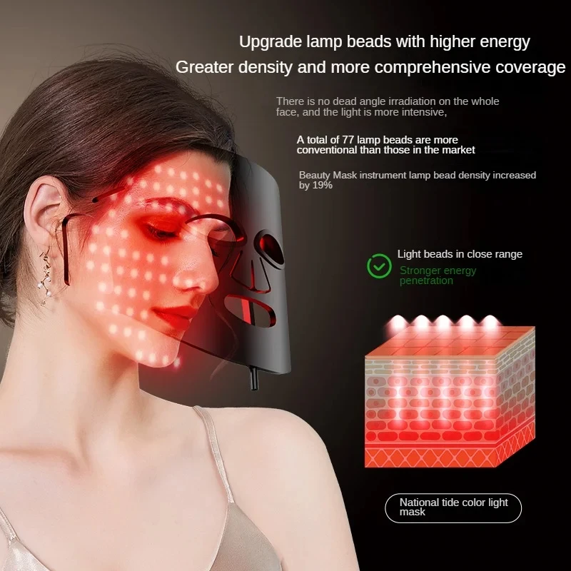 Masque de beauté à photons LED, masque électronique USB, éclaircit les ridules, éclaircit le teint, réparation de la peau