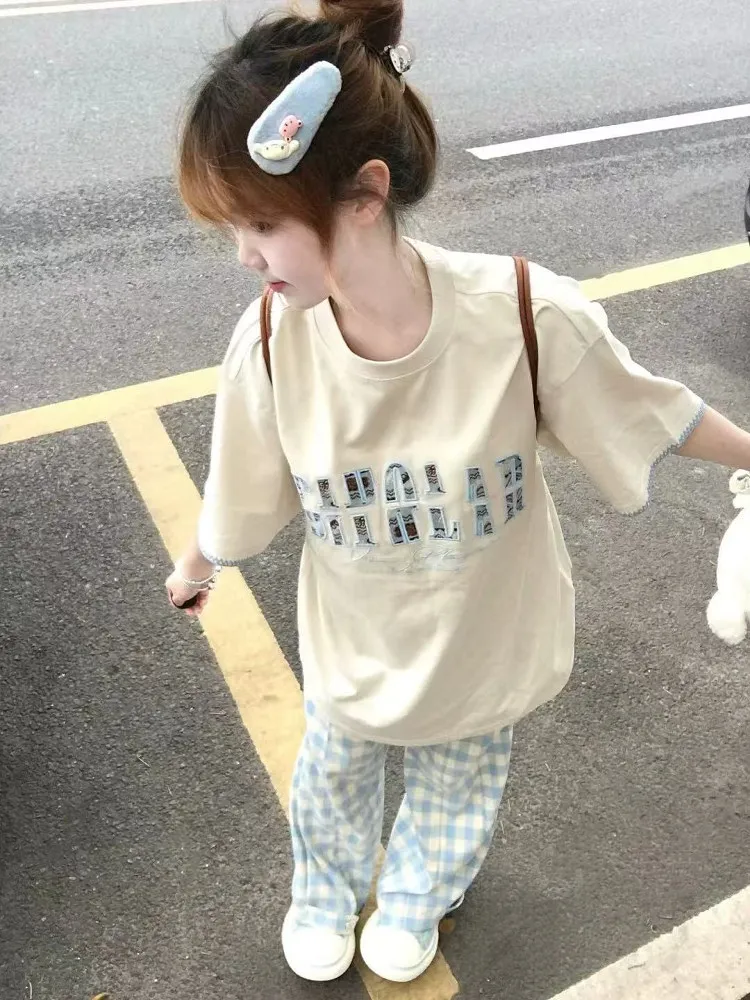 Rétro américain Patchwork broderie ort Sve T-shirt femmes été ethnique rond Ne décontracté polyvalent à la mode f Sve haut