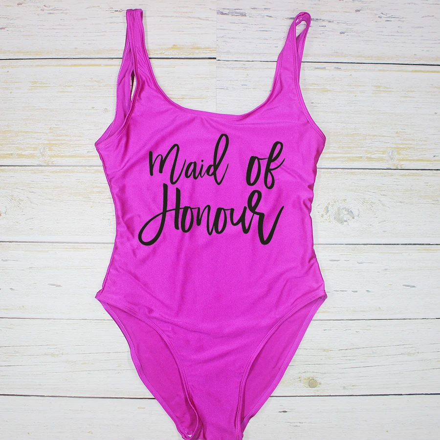 Maid of Honour One Piece Swimsuit Future Mrs. One-piece Swimwears Купальники Maiô Bridesmaid Backless Bride Bodysuit