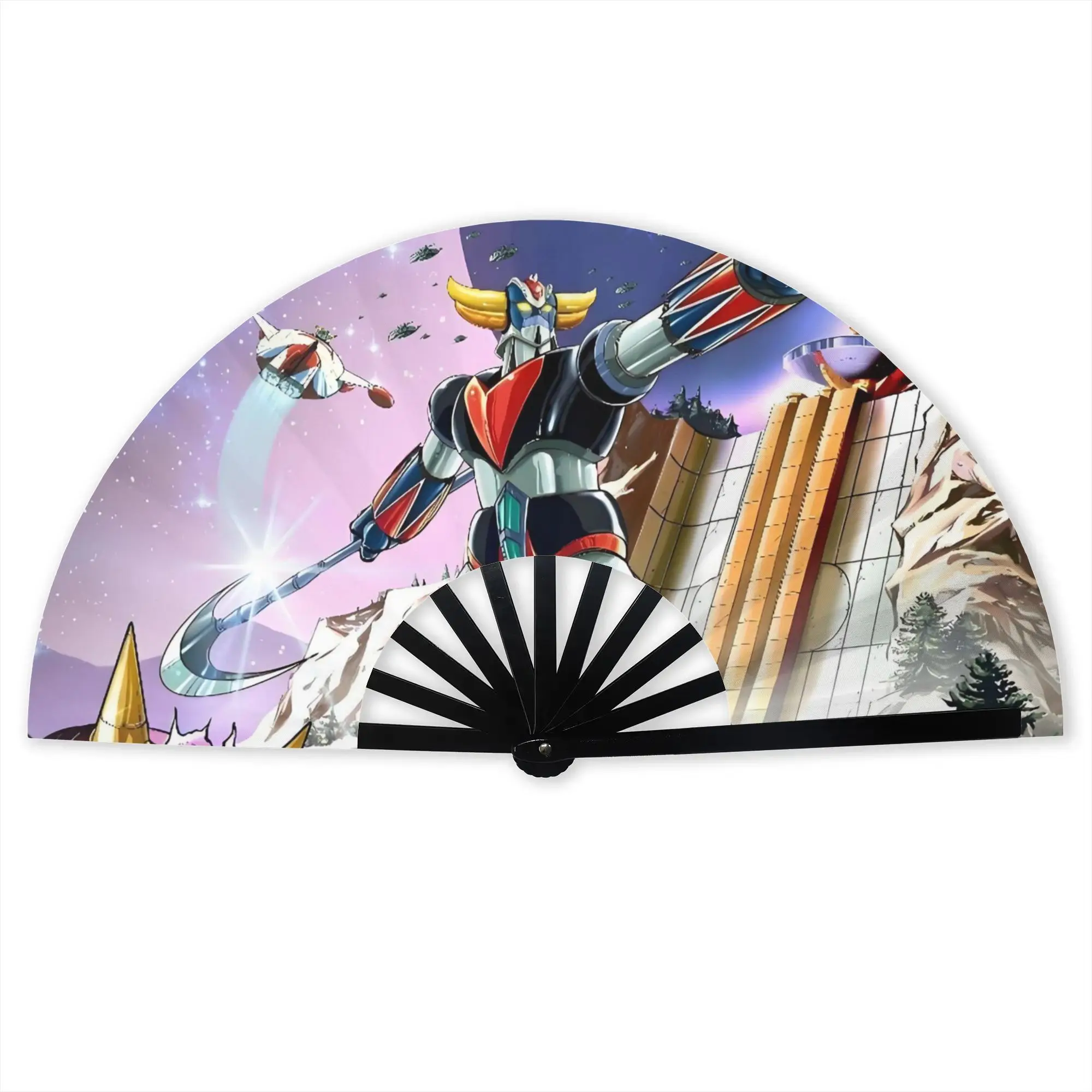 Стильный веер G-Grendizeres унисекс с принтом робота UFO Robot от Goldrake, эстетичный реквизит для костюма, складной веер для танцев, подарок