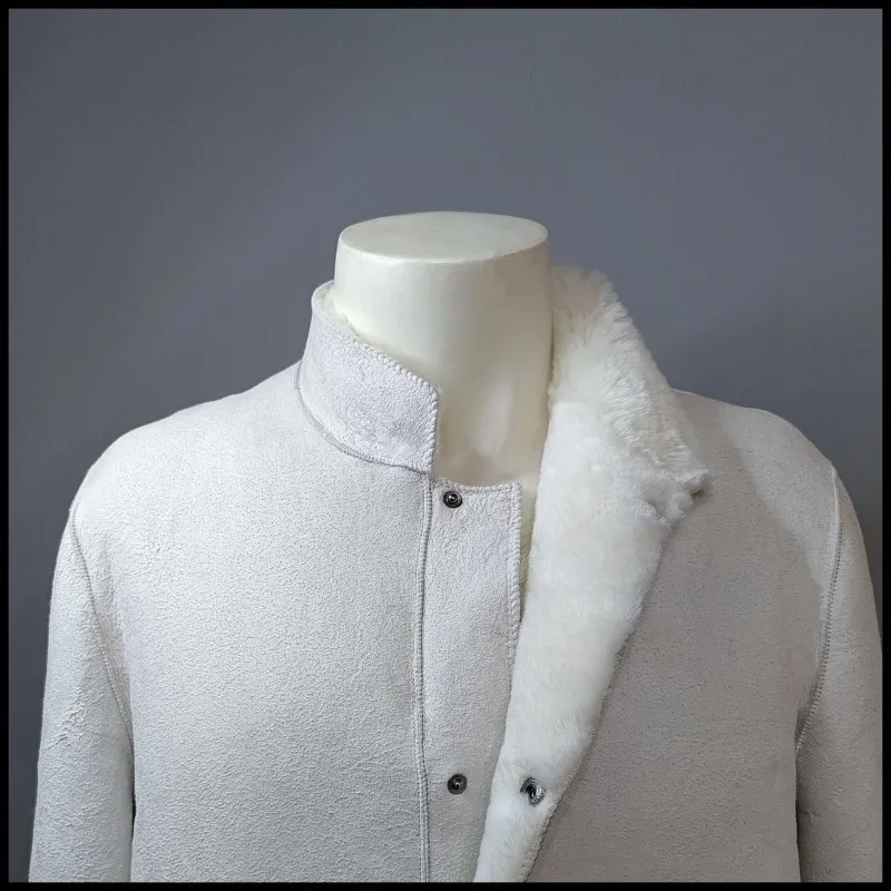 Natural Wool Winter Warm Sheep Skin Coat  Thickened Wool Liner  Genuine Leather Thermal Jacket  Pure Sheep Fur One Piece Coat